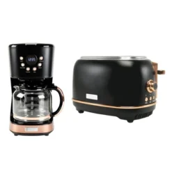 Haden Heritage 2 Slice Wide Slot Stainless Steel Toaster Bundled With 12 Cup Programmable Drip Coffee Maker Coffee Machine, Black & Copper -Target KitchenAid GUEST f4a6c9ce 1db3 445d 977c 0a14df665c66