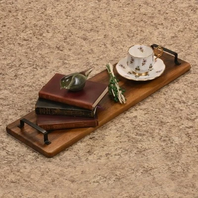 Kalmar Home Acacia Wood Tray W/ Metal Handles - Extra Long 5 Kalmar Home Acacia Wood Tray W/ Metal Handles - Extra Long - Image 3