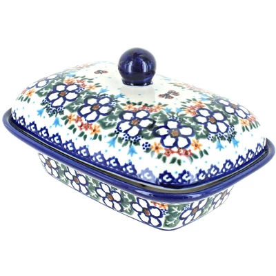 Blue Rose Polish Pottery 66 Vena Butter Tub 4 Blue Rose Polish Pottery 66 Vena Butter Tub - Image 2