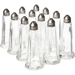 Slickblue Glass Tower Seasoning Shakers – 1 Oz, Bulk 12-Pack With Stainless Steel Screw-On Lids