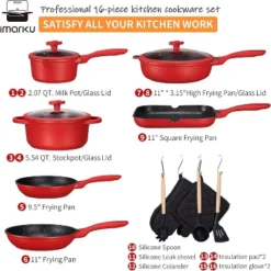 Pots Pans Set, Imarku 16pcs Cookware Sets Nonstick Granite Coating, Induction Kitchen Cookware Easy To Clean,Cooking Pot Pan Set With Stay-Cool Handle -Target KitchenAid GUEST f58d266a c69f 4b56 bcfd 0c5cab2abc1b