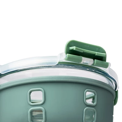 Lexi Home 32 Oz. Round Glass Food Storage Container With Snap-Lock Lid & Sage Silicone Sleeve 5 Lexi Home 32 Oz. Round Glass Food Storage Container With Snap-Lock Lid & Sage Silicone Sleeve - Image 3