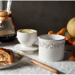Butter Bell® Crock – White Linen Antique Ceramic Butter Keeper, Vintage-Style Butter Dish For Fresh, Spreadable Butter