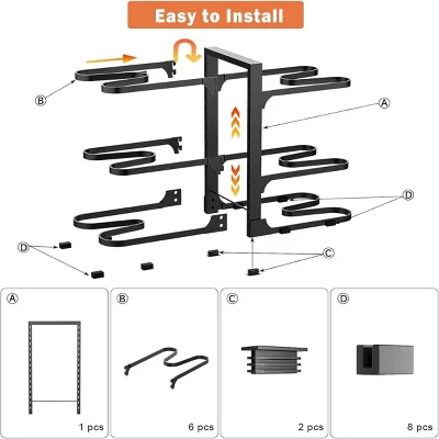 FURNIinspire Pots And Pans Organizer Stainless Steel Pots Organizer Rack For Cookware, Pots Rack For Kitchen Storage, Black, 9.75"*17.55"*2.34" 7 FURNIinspire Pots And Pans Organizer Stainless Steel Pots Organizer Rack For Cookware, Pots Rack For Kitchen Storage, Black, 9.75"*17.55"*2.34" - Image 5