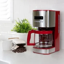 Kenmore 12 Cup Aroma Control Programmable Coffee Maker - Red/Stainless: Drip, Electric, Dishwasher-Safe, Cone Filter