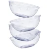 Crown Display 4 Pack Clear Disposable Round Salad Bowls Serving Bowl With Leaf Indentation