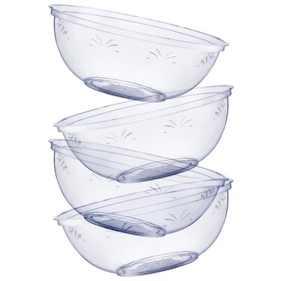 Crown Display 4 Pack Clear Disposable Round Salad Bowls Serving Bowl With Leaf Indentation 3 Crown Display 4 Pack Clear Disposable Round Salad Bowls Serving Bowl With Leaf Indentation