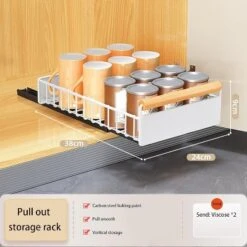 Acekool Pull-Out Cabinet Telescopic Drawer – Extendable Metal Storage Shelf With Smooth Sliding For Kitchen & Bathroom Cabinets