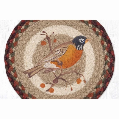 Earth Rugs Robin Round Trivet – 10" Red-Breasted Bird Print On Braided Natural Jute Table Mat 3 Earth Rugs Robin Round Trivet – 10" Red-Breasted Bird Print On Braided Natural Jute Table Mat