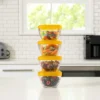 Libbey Serve It 16 Piece 2 Cup Glass Storage Bowl Container Set With Yellow Plastic Lids