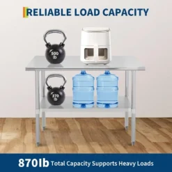 Stainless Steel Table For Prep & Work, 2-Tier Shelf Commercial Metal Worktable Adjustable Height & Leveling Feet, Extra Strength Kitchen Storage Rack -Target KitchenAid GUEST f73febe3 66ff 4e63 a104 a7ed86b54faf