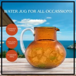 Artland Iris 90oz Hand Blown Pitcher & Set Of 4 14oz DOF Glasses, Lead-Free Bubble Shape Glassware For Stylish Serving And Dining -Target KitchenAid GUEST f778b0b1 bbc1 4af1 9e13 43aeb48dfb54