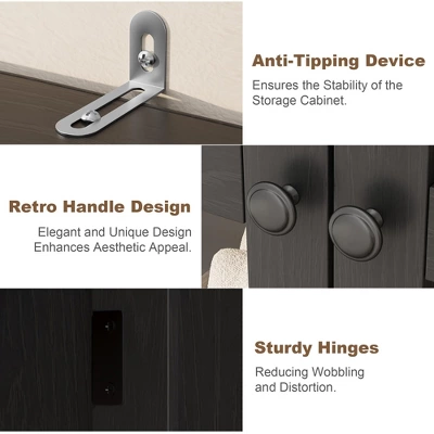 71" Tall Kitchen Pantry Cabinet, 5 Tier Freestanding Food Storage Cabinet With 4 Doors And Adjustable Shelves 7 71" Tall Kitchen Pantry Cabinet, 5 Tier Freestanding Food Storage Cabinet With 4 Doors And Adjustable Shelves - Image 5