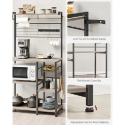 VASAGLE Bakers Rack With Magnetic Knife Holder, Paper Holder, Wire Basket, 8 Hooks, Organizers And Storage, Baker's Rack With Wire Basket -Target KitchenAid GUEST f7a29e56 2fee 433e 80e2 522e85df4960