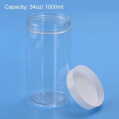 Unique Bargains Round Clear Plastic Storage Jars With White Screw Top Lid 12 Pcs 5 Unique Bargains Round Clear Plastic Storage Jars With White Screw Top Lid 12 Pcs - Image 3