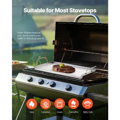 VEVOR Stainless Steel Griddle, 23x16 Inch Universal Flat Top Rectangular Plate, Gas Grill Griddle For BBQ Grill, Teppanyaki, Silver 8 VEVOR Stainless Steel Griddle, 23x16 Inch Universal Flat Top Rectangular Plate, Gas Grill Griddle For BBQ Grill, Teppanyaki, Silver - Image 6