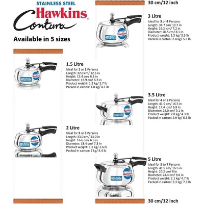 Hawkins 5L Stainless Steel Contura Induction Compatible Pressure Cooker: Cool Touch Handle, Hand Wash, Stovetop Use 7 Hawkins 5L Stainless Steel Contura Induction Compatible Pressure Cooker: Cool Touch Handle, Hand Wash, Stovetop Use - Image 5
