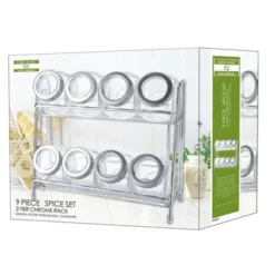 9-Piece Glass Spice Jar Set With 2-Tier Chrome Rack – 8 Glass Jars With Chrome Covers, Space-Saving Storage -Target KitchenAid GUEST f9c7370d 0b9e 469f 95e9 acc1423f2f05