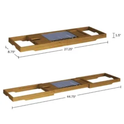 Acacia Bathtub Tray - Natural Wood Tray With Extended Sides, Glass Holder, Book, Phone, Or Tablet Rest - For Bath Accessories By Home-Complete -Target KitchenAid GUEST fa134ee3 03af 467c ab50 c6c6e8120941