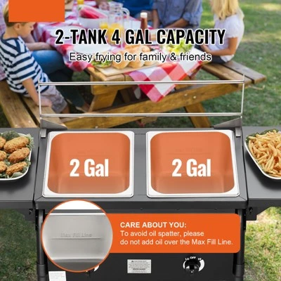 VEVOR Outdoor Propane Deep Fryer, Double Burners Commercial Fryer, 16 Qt Stainless Steel Cooker With Removable Baskets & Lids & Tanks 8 VEVOR Outdoor Propane Deep Fryer, Double Burners Commercial Fryer, 16 Qt Stainless Steel Cooker With Removable Baskets & Lids & Tanks - Image 6