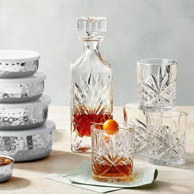 Godinger Silver 5pc Dublin Crystal Decanter Whiskey Set: Hand Wash, Dishwasher-Safe, Includes 4 Glasses, 30oz Decanter 5 Godinger Silver 5pc Dublin Crystal Decanter Whiskey Set: Hand Wash, Dishwasher-Safe, Includes 4 Glasses, 30oz Decanter - Image 3