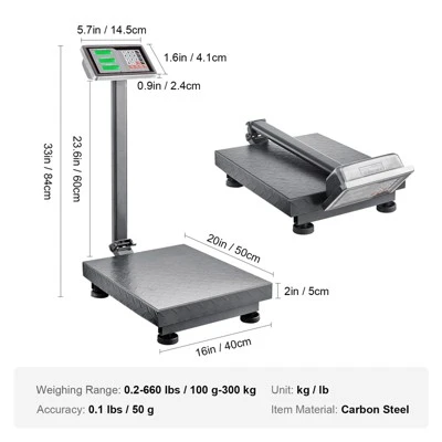VEVOR Computing Digital Platform Scale, 660 Lbs Load, 0.1 Lbs Accuracy Computing Floor Scale With LB/KG, Tare, Price Calculator, Gray 9 VEVOR Computing Digital Platform Scale, 660 Lbs Load, 0.1 Lbs Accuracy Computing Floor Scale With LB/KG, Tare, Price Calculator, Gray - Image 7