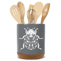 Elanze Designs 8 Inch Floral Beetle Large Ceramic Kitchen Utensil Holder Gray And White Crock With Cork Base 11 Elanze Designs 8 Inch Floral Beetle Large Ceramic Kitchen Utensil Holder Gray And White Crock With Cork Base -Target KitchenAid GUEST fc0db9a6 3ef5 4c57 aacf 9099a1a9a9ba