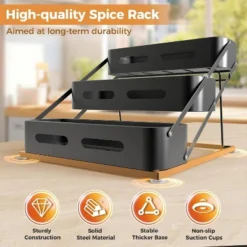 3-Layer Foldable Carbon Steel Spices Rack With Non-Slip Suction Cups, Adjusted Height 10-10.8Inch, Space-Saving For Kitchen Desktop & Cabinet, Black 10 3-Layer Foldable Carbon Steel Spices Rack With Non-Slip Suction Cups, Adjusted Height 10-10.8Inch, Space-Saving For Kitchen Desktop & Cabinet, Black -Target KitchenAid GUEST fc3f1cf8 4b3d 4f71 9502 7e102eb8ba2c