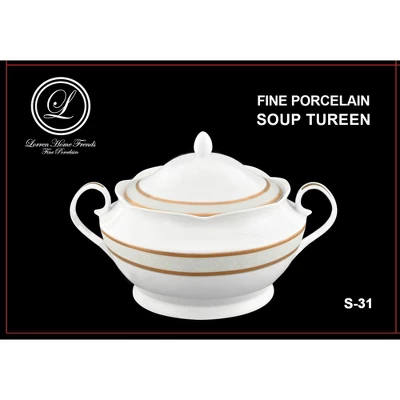 Lorren Home Trends Porcelain 4.25 Qt. Souptureen W/Lid Amelia 5 Lorren Home Trends Porcelain 4.25 Qt. Souptureen W/Lid Amelia - Image 3