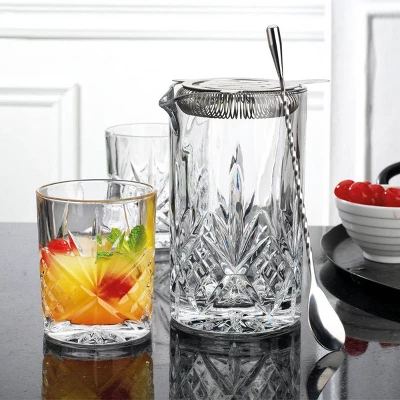 Godinger Silver 6pc Dublin Crystal Mixing Pitcher Set: Hand Wash, Dishwasher-Safe, Service For 2, Includes Tumbler 4 Godinger Silver 6pc Dublin Crystal Mixing Pitcher Set: Hand Wash, Dishwasher-Safe, Service For 2, Includes Tumbler - Image 2