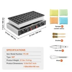 VEVOR Mini Dutch Pancake Maker, 50PCS 43mm Diameter Dorayaki Baker Machine, 1700W Commercial Electric Poffertjes Grill, Non-stick Stainless Steel 16 VEVOR Mini Dutch Pancake Maker, 50PCS 43mm Diameter Dorayaki Baker Machine, 1700W Commercial Electric Poffertjes Grill, Non-stick Stainless Steel -Target KitchenAid GUEST fca575e9 17e7 4be5 a302 38c45f8afce7