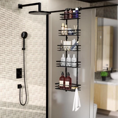 Over The Door Pantry Organizer,Hanging Basket Back Door Storage Rack Shelf,Metal Over The Door Shelves For Bathroom Kitchen Pantry Bedroom 7 Over The Door Pantry Organizer,Hanging Basket Back Door Storage Rack Shelf,Metal Over The Door Shelves For Bathroom Kitchen Pantry Bedroom - Image 5
