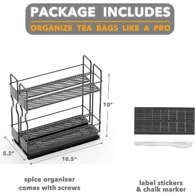 Pull Out Spice Rack Organizer(no Jars Included) For Cabinet,with Labels,2 Drawers 2-Tier 8 Pull Out Spice Rack Organizer(no Jars Included) For Cabinet,with Labels,2 Drawers 2-Tier - Image 6