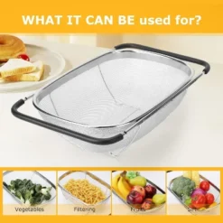 Kitchen Accessories Over The Sink Colander Strainer Basket，Stainless Steel Colander With Expandable Rubber Grip Sink Drainer -Target KitchenAid GUEST fdf93918 bb0b 43ae b330 1d9df9457c52