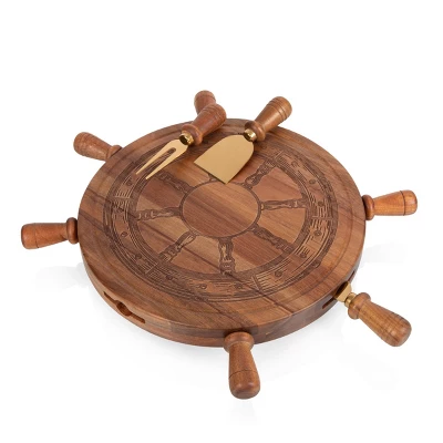 Toscana Helmsman Lazy Susan Cheese Board With Tool Set Acacia And Gold 8 Toscana Helmsman Lazy Susan Cheese Board With Tool Set Acacia And Gold - Image 6