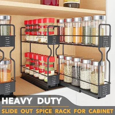 Pull Out Spice Rack Organizer(no Jars Included) For Cabinet,with Labels,2 Drawers 2-Tier 7 Pull Out Spice Rack Organizer(no Jars Included) For Cabinet,with Labels,2 Drawers 2-Tier - Image 5