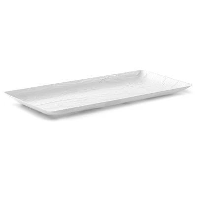 Posh Setting 6.25 X 14 Inch Rectangle White Plastic Serving Tray - 5 Pack 7 Posh Setting 6.25 X 14 Inch Rectangle White Plastic Serving Tray - 5 Pack - Image 5