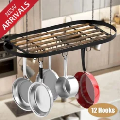 DOMETOUR 33" Hanging Pot Rack: Ceiling Mount Cookware Organizer With 12pcs Hooks, Pots And Pans Hanging Rack Oval Pan Hangers For Kitchen Storage 19 DOMETOUR 33" Hanging Pot Rack: Ceiling Mount Cookware Organizer With 12pcs Hooks, Pots And Pans Hanging Rack Oval Pan Hangers For Kitchen Storage -Target KitchenAid GUEST fefc3126 c3a2 44c6 8979 7a01390422ce