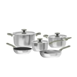BergHOFF Bolt 8Pc Recycled 18/10 Stainless Steel Cookware Set With Glass Lids, Green -Target KitchenAid GUEST ff0258c0 3970 422e ab9a 78ff8538dc78