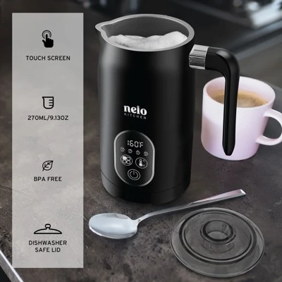 NELO Electric Milk Frother, 4 In 1 Digital, Steamer With Real-Time Temperature Control, Automatic Frother For Coffee, BPA Free Stainless Steel, Black 7 NELO Electric Milk Frother, 4 In 1 Digital, Steamer With Real-Time Temperature Control, Automatic Frother For Coffee, BPA Free Stainless Steel, Black - Image 5