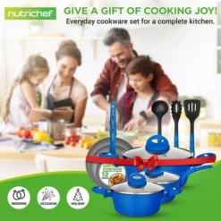 NutriChef 12pc Non-Stick Kitchen Cookware Set - Blue (NCCW12BLU) -Target KitchenAid GUEST ff823442 dd5b 4445 a218 d1ae2f904644
