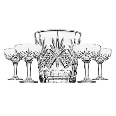 Godinger Silver 5pc Dublin Crystal Champagne Ice Bucket & Coup Set: Hand Wash, Dishwasher-Safe, Service For 4 3 Godinger Silver 5pc Dublin Crystal Champagne Ice Bucket & Coup Set: Hand Wash, Dishwasher-Safe, Service For 4