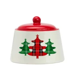 Amici Home Christmas Sugar Bowl With Lid - 8-Ounce Ceramic Container For Salt, Sugar, Spices - Festive Plaid Xmas Tree Kitchen Sugar Bowl -Target KitchenAid GUEST ffb1e499 df0a 4764 ba85 0471afa2e515