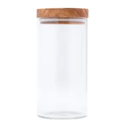 Berard Glass Storage Jar With Olive Wood Lid, 30-ounce