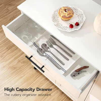 MaseiKar Kitchen Island With Power Outlet, Kitchen Storage Island With Spice Rack, Rolling Kitchen Cart On Wheels, For Kitchen And Dining Room 5 MaseiKar Kitchen Island With Power Outlet, Kitchen Storage Island With Spice Rack, Rolling Kitchen Cart On Wheels, For Kitchen And Dining Room - Image 3