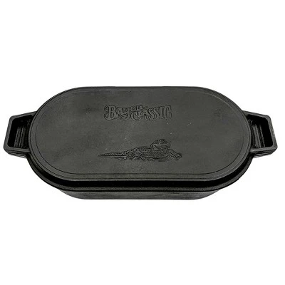 Bayou Classic 7477 6 Quart Large Cast Iron 17 In X 9.25 In Oval Fryer With Lid 4 Bayou Classic 7477 6 Quart Large Cast Iron 17 In X 9.25 In Oval Fryer With Lid - Image 2